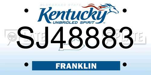 SJ48883 Kentucky License Plate