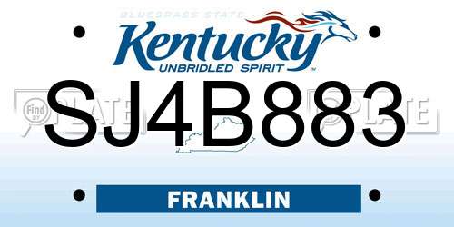 SJ4B883 Kentucky License Plate