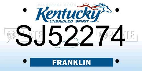 SJ52274 Kentucky License Plate