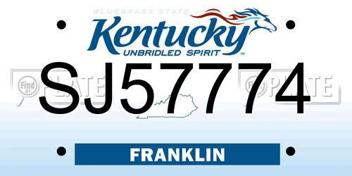 SJ57774 Kentucky License Plate