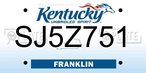 SJ5Z751 Kentucky License Plate