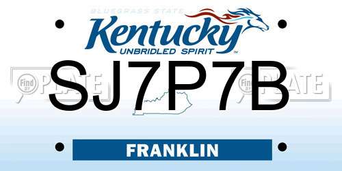 SJ7P7B Kentucky License Plate