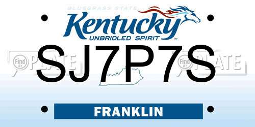 SJ7P7S Kentucky License Plate