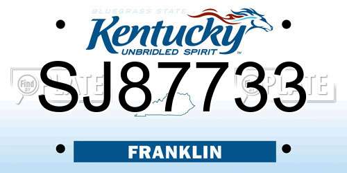 SJ87733 Kentucky License Plate