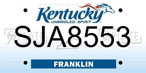 SJA8553 Kentucky License Plate