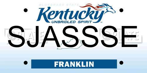 SJASSSE Kentucky License Plate