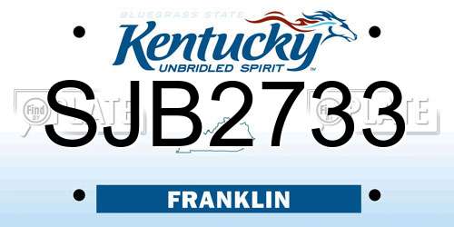 SJB2733 Kentucky License Plate