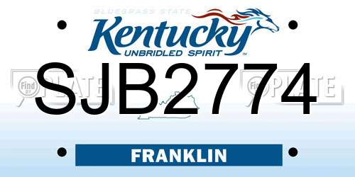 SJB2774 Kentucky License Plate