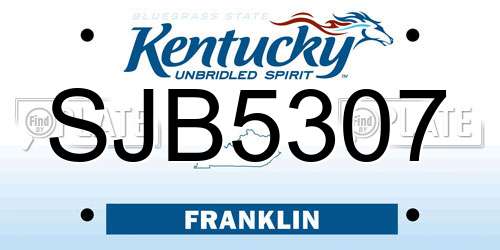 SJB5307 Kentucky License Plate