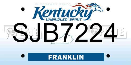 SJB7224 Kentucky License Plate