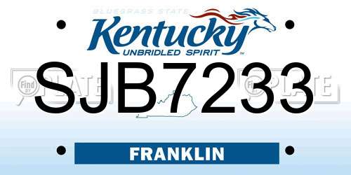 SJB7233 Kentucky License Plate
