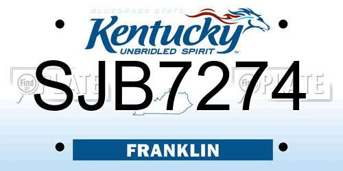 SJB7274 Kentucky License Plate