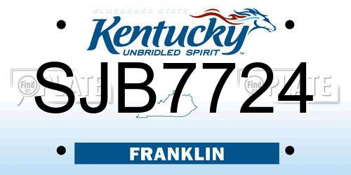SJB7724 Kentucky License Plate