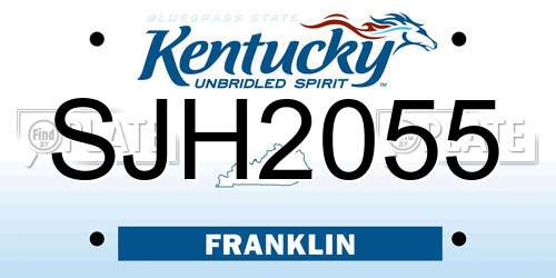 SJH2055 Kentucky License Plate