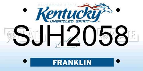 SJH2058 Kentucky License Plate