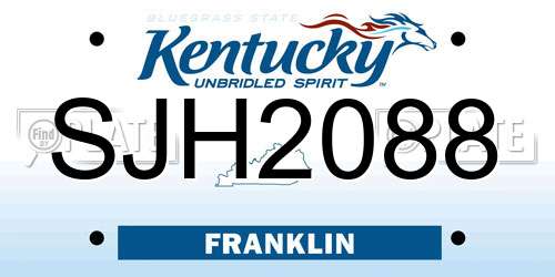 SJH2088 Kentucky License Plate