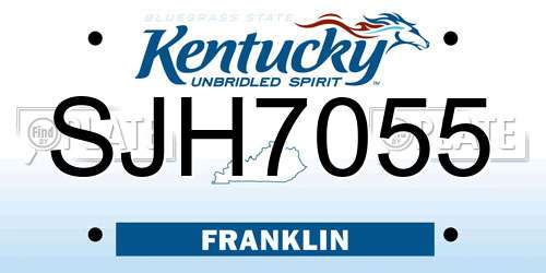 SJH7055 Kentucky License Plate