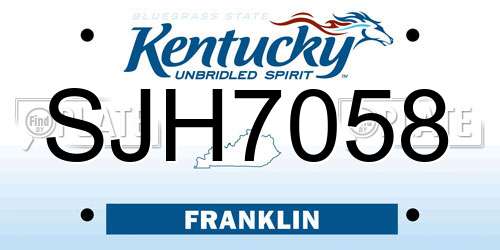 SJH7058 Kentucky License Plate