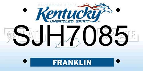 SJH7085 Kentucky License Plate