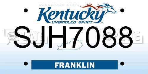 SJH7088 Kentucky License Plate