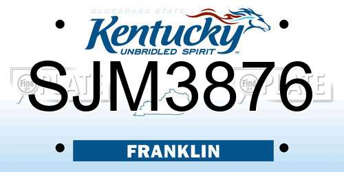 SJM3876 Kentucky License Plate