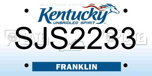 SJS2233 Kentucky License Plate