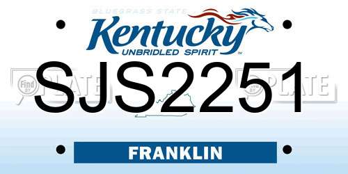 SJS2251 Kentucky License Plate