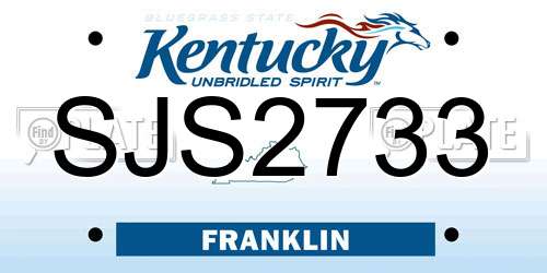 SJS2733 Kentucky License Plate