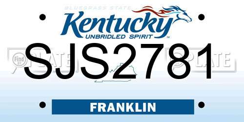 SJS2781 Kentucky License Plate