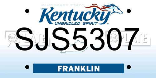 SJS5307 Kentucky License Plate