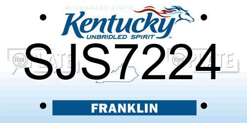 SJS7224 Kentucky License Plate