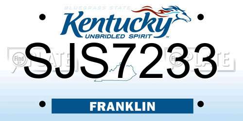 SJS7233 Kentucky License Plate
