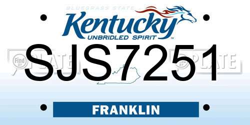 SJS7251 Kentucky License Plate