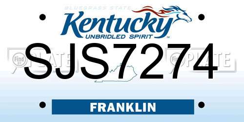 SJS7274 Kentucky License Plate