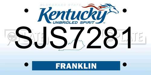 SJS7281 Kentucky License Plate
