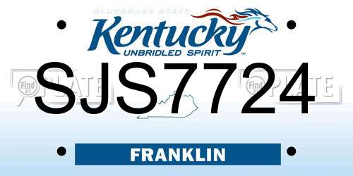 SJS7724 Kentucky License Plate