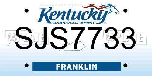 SJS7733 Kentucky License Plate