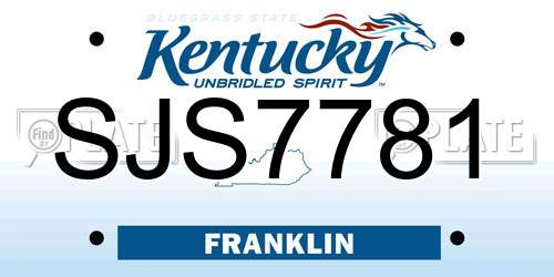 SJS7781 Kentucky License Plate