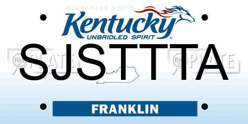 SJSTTTA Kentucky License Plate