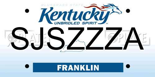 SJSZZZA Kentucky License Plate
