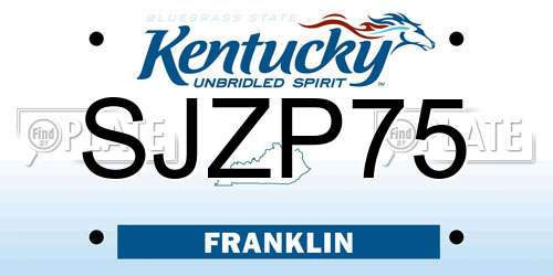SJZP75 Kentucky License Plate