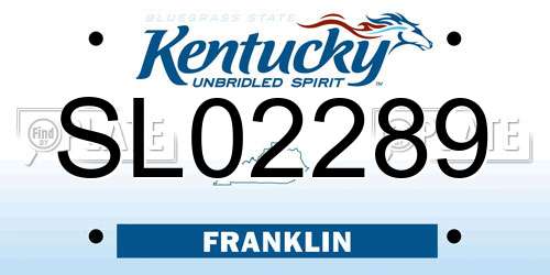 SL02289 Kentucky License Plate