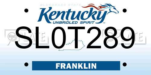 SL0T289 Kentucky License Plate