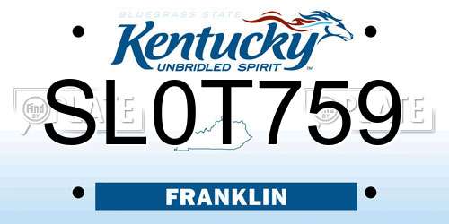 SL0T759 Kentucky License Plate