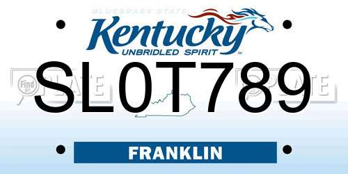 SL0T789 Kentucky License Plate