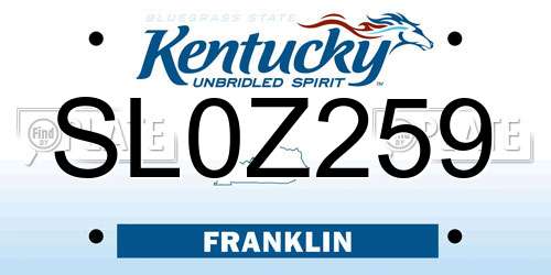SL0Z259 Kentucky License Plate