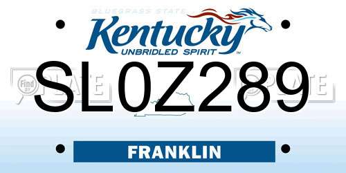 SL0Z289 Kentucky License Plate