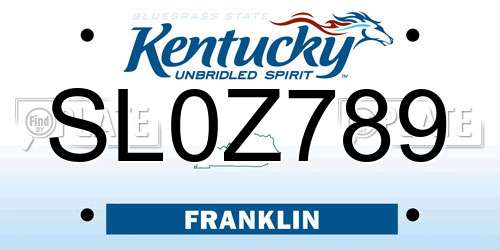 SL0Z789 Kentucky License Plate