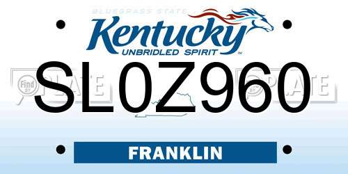 SL0Z960 Kentucky License Plate
