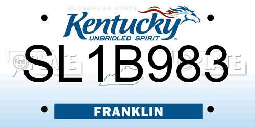 SL1B983 Kentucky License Plate